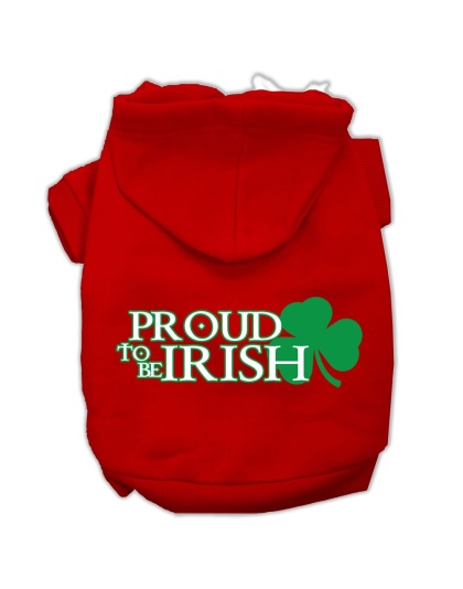 Proud to be Irish Screen Print Pet Hoodies Red Size Lg