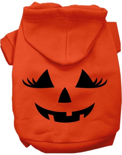 Pumpkin Face Her Costume Screen Print Dog Hoodie Orange Size XS