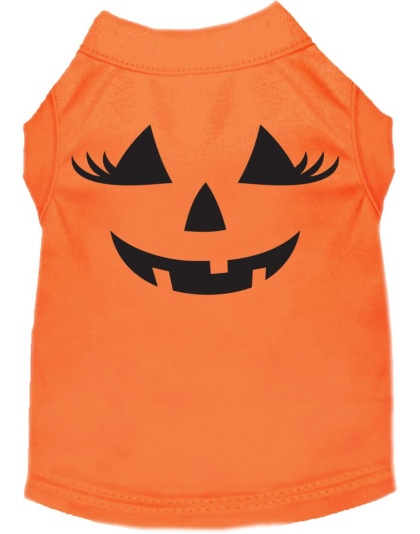Pumpkin Face Her Costume Screen Print Dog Shirt Orange Size XS