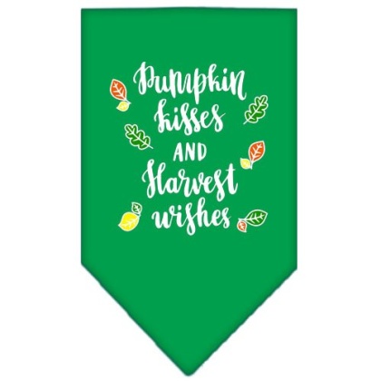 Pumpkin Kisses Screen Print Bandana Emerald Green Large