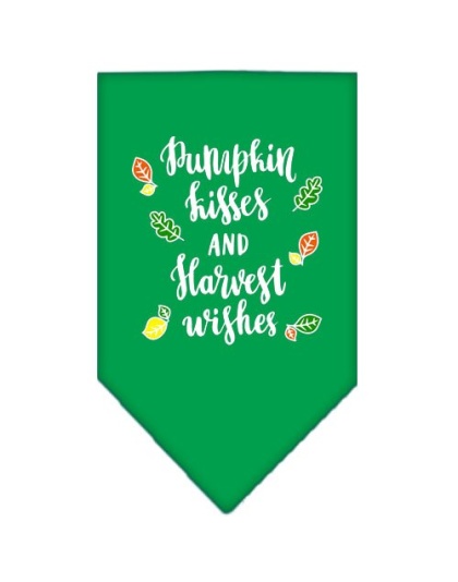 Pumpkin Kisses Screen Print Bandana Emerald Green Large