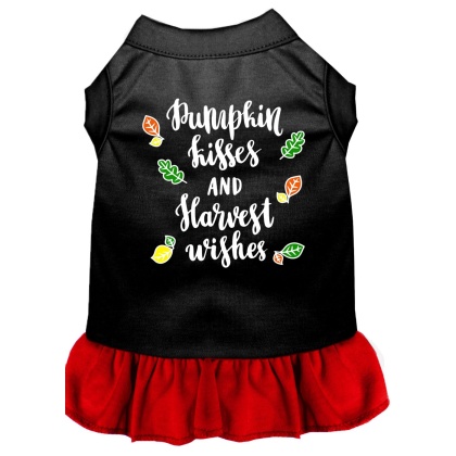 Pumpkin Kisses Screen Print Dog Dress Black with Red Lg