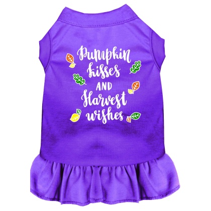 Pumpkin Kisses Screen Print Dog Dress Purple 4X (22)