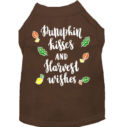 Pumpkin Kisses Screen Print Dog Shirt Brown Lg