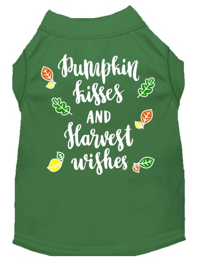 Pumpkin Kisses Screen Print Dog Shirt Green Lg