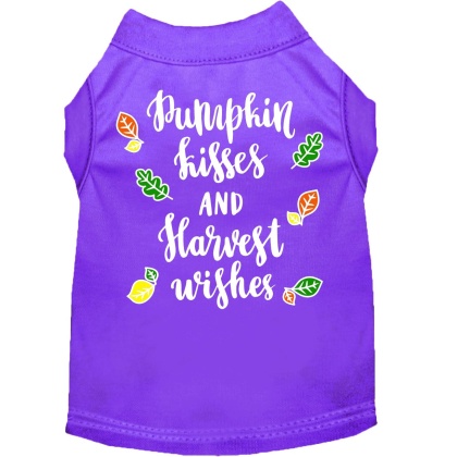 Pumpkin Kisses Screen Print Dog Shirt Purple Lg