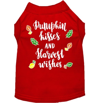 Pumpkin Kisses Screen Print Dog Shirt Red Lg