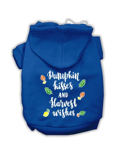 Pumpkin Kisses Screenprint Dog Hoodie Blue L