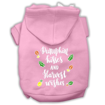 Pumpkin Kisses Screenprint Dog Hoodie Light Pink L