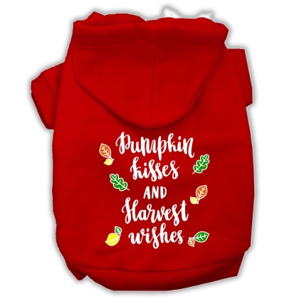 Pumpkin Kisses Screenprint Dog Hoodie Red L