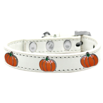 Pumpkin Widget Dog Collar White Size 10