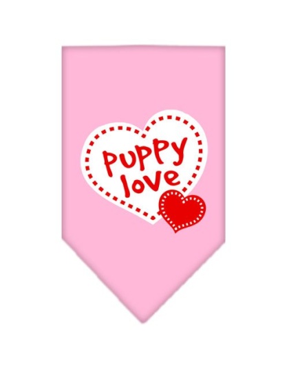 Puppy Love Screen Print Bandana Light Pink Large