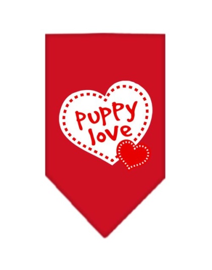 Puppy Love Screen Print Bandana Red Large