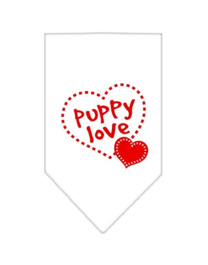 Puppy Love Screen Print Bandana White Large