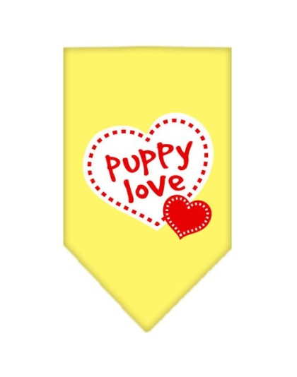 Puppy Love Screen Print Bandana Yellow Large