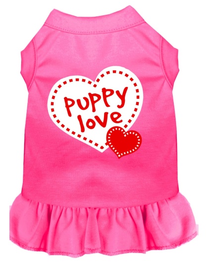 Puppy Love Screen Print Dress Bright Pink 4X (22)