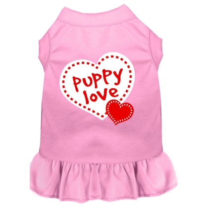 Puppy Love Screen Print Dress Light Pink 4X (22)