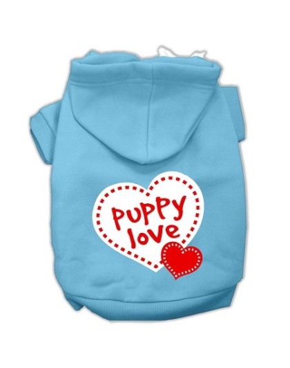 Puppy Love Screen Print Pet Hoodies Baby Blue Size Lg