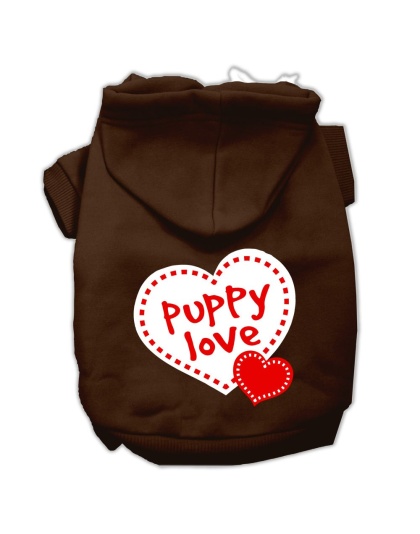 Puppy Love Screen Print Pet Hoodies Brown Size Lg