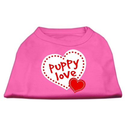 Puppy Love Screen Print Shirt Bright Pink Lg