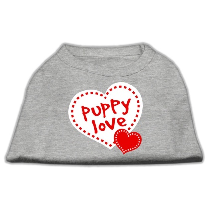 Puppy Love Screen Print Shirt Grey Lg