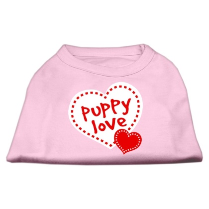 Puppy Love Screen Print Shirt Light Pink Lg