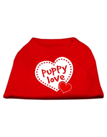 Puppy Love Screen Print Shirt Red Lg