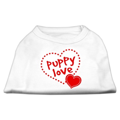 Puppy Love Screen Print Shirt White Lg