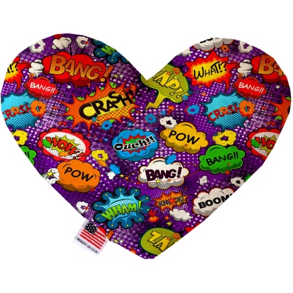 Purple Comic Sound Effects 6 inch Canvas Heart Dog Toy