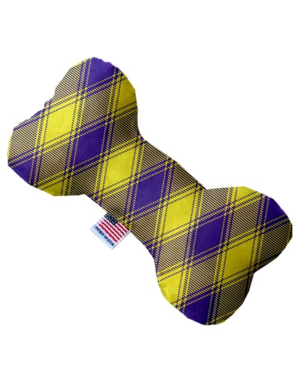 Purple and Yellow Plaid 10 Inch Bone Dog Toy