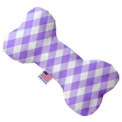 Purple Plaid 10 inch Canvas Bone Dog Toy