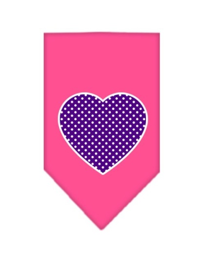 Purple Swiss Dot Heart Screen Print Bandana Bright Pink Large