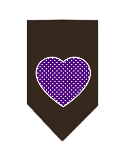 Purple Swiss Dot Heart Screen Print Bandana Cocoa Large