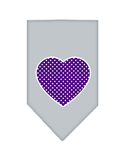 Purple Swiss Dot Heart Screen Print Bandana Grey Large