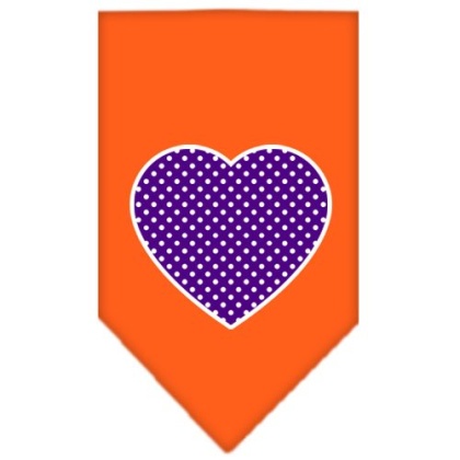 Purple Swiss Dot Heart Screen Print Bandana Orange Large