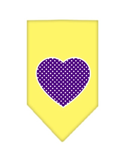 Purple Swiss Dot Heart Screen Print Bandana Yellow Large