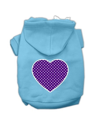 Purple Swiss Dot Heart Screen Print Pet Hoodies Baby Blue Size Lg