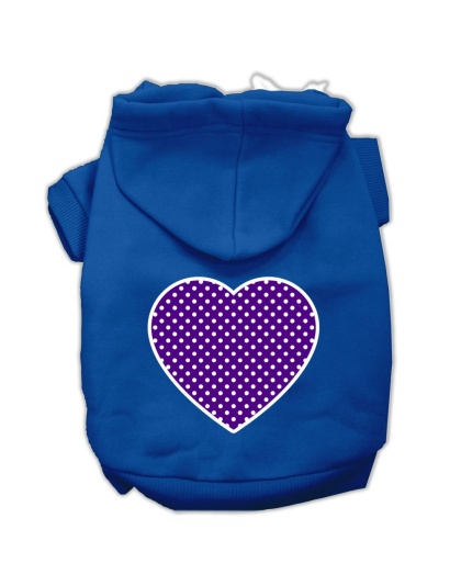 Purple Swiss Dot Heart Screen Print Pet Hoodies Blue Size Lg