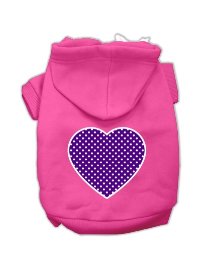 Purple Swiss Dot Heart Screen Print Pet Hoodies Bright Pink Size Lg