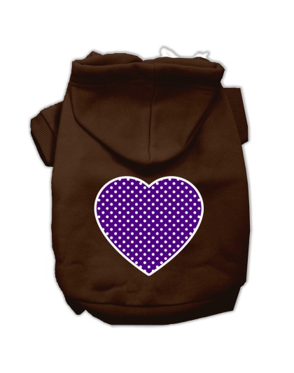 Purple Swiss Dot Heart Screen Print Pet Hoodies Brown Size Lg