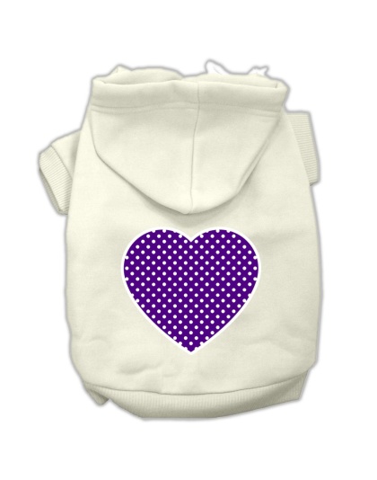 Purple Swiss Dot Heart Screen Print Pet Hoodies Cream Size L