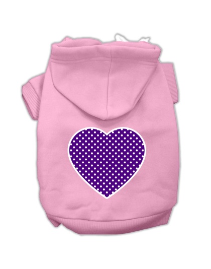 Purple Swiss Dot Heart Screen Print Pet Hoodies Light Pink Size Lg
