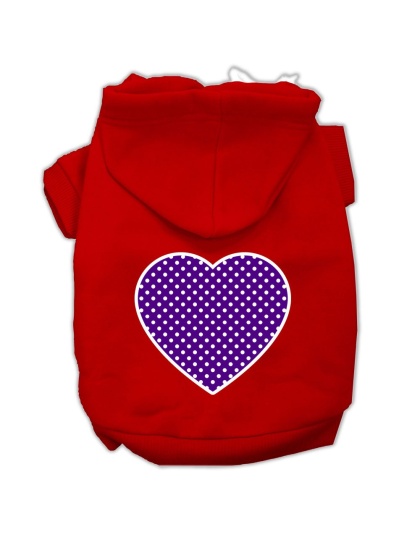 Purple Swiss Dot Heart Screen Print Pet Hoodies Red Size Lg