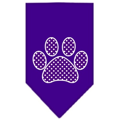 Purple Swiss Dot Paw Screen Print Bandana Purple Large