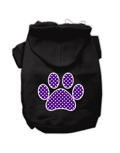 Purple Swiss Dot Paw Screen Print Pet Hoodies Black Size Lg