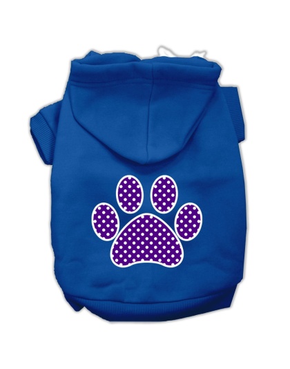 Purple Swiss Dot Paw Screen Print Pet Hoodies Blue Size Lg