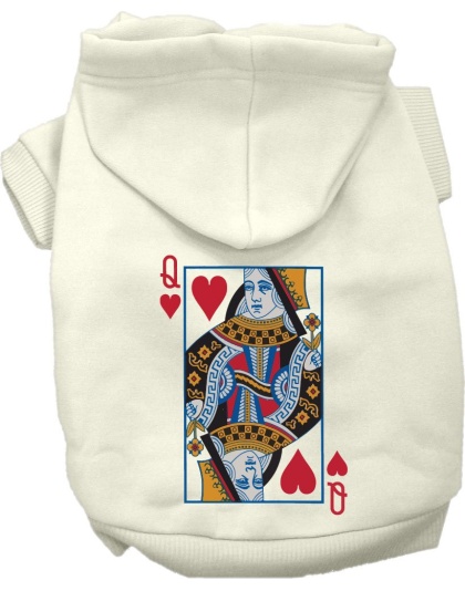Queen of Hearts Costume Screen Print Dog Hoodie Cream Size XS