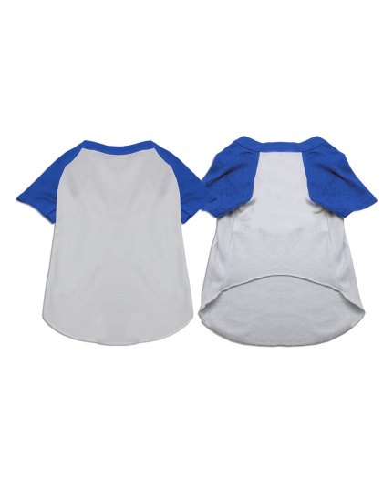 Raglan Baseball Pet Shirt White with Blue Size XS