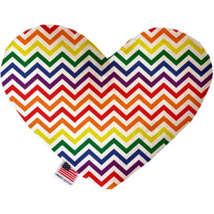 Rainbow Chevron 6 inch Canvas Heart Dog Toy