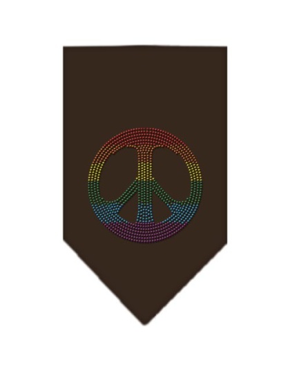 Rainbow Peace Sign Rhinestone Bandana Cocoa Large